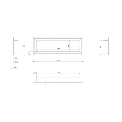 Kratki - Sisseehitatud BIO kamin 65x180 cm 3x2,5kW läikiv kroom