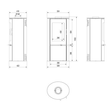 Kratki - Teraskamin 8kW 150mm