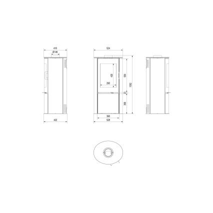 Kratki - Terasest kamin 8kW 150mm