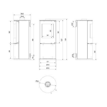 Kratki - Teraskamin 9kW 150mm