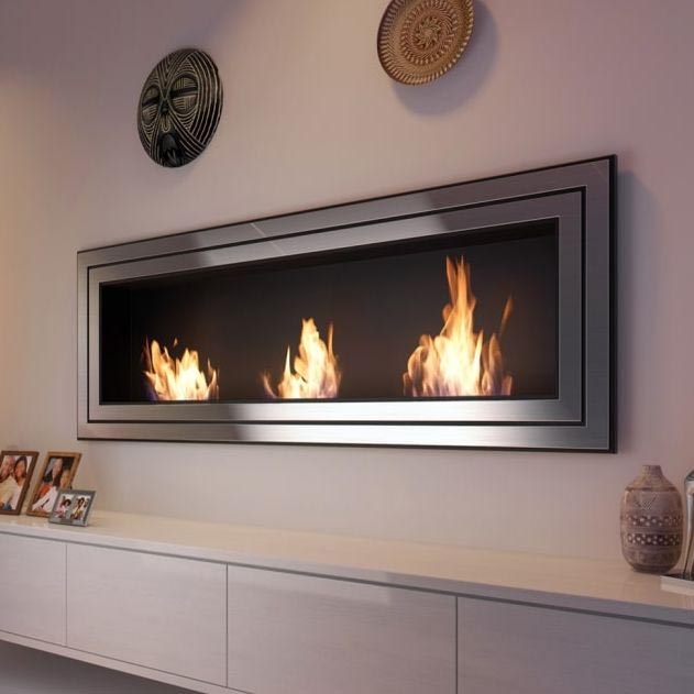 Kratki - Sisseehitatud BIO kamin 65x180 cm 3x2,5kW läikiv kroom