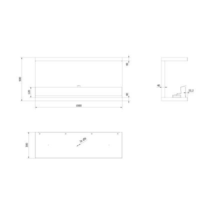 Kratki - Sisseehitatud biokamin 50x100 cm 7kW must