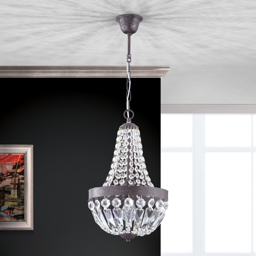 Kristall-lühter ARILA 1xE27/60W/230V d. 25,5 cm pruun/paatina