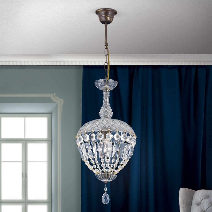 Kristall-lühter ARILA 1xE27/60W/230V d. 25 cm pruun/paatina