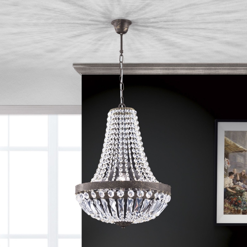 Kristall-lühter ARILA 3xE27/60W/230V d. 40 cm pruun/paatina