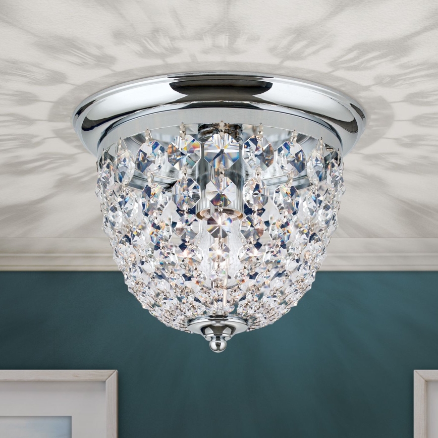 Kristallist laevalgusti PLAFOND 1xE27/40W/230V d. 26 cm läikiv kroom