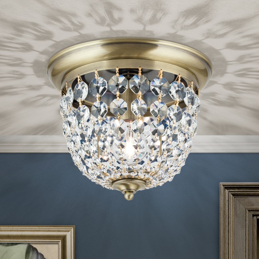 Kristallist laevalgusti PLAFOND 1xE27/40W/230V d. 26 cm pronks
