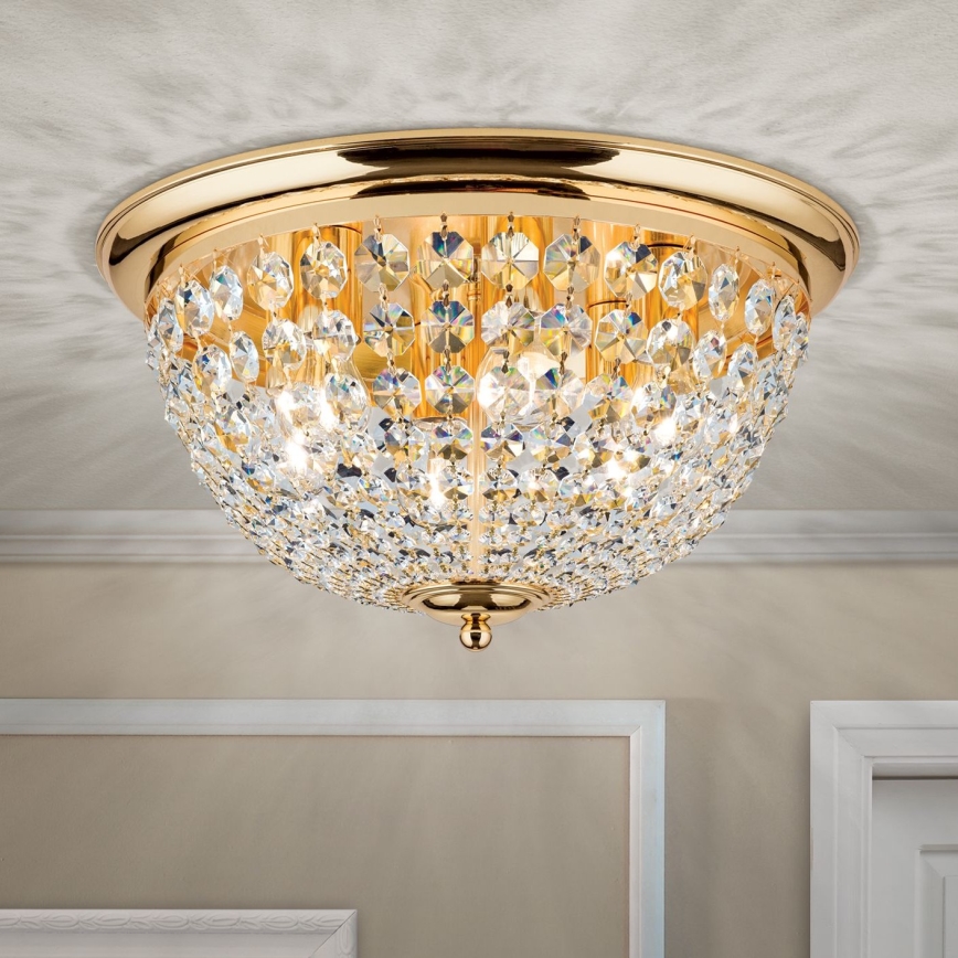 Kristallist laevalgusti PLAFOND 6xE27/40W/230V d. 47 cm kuldne