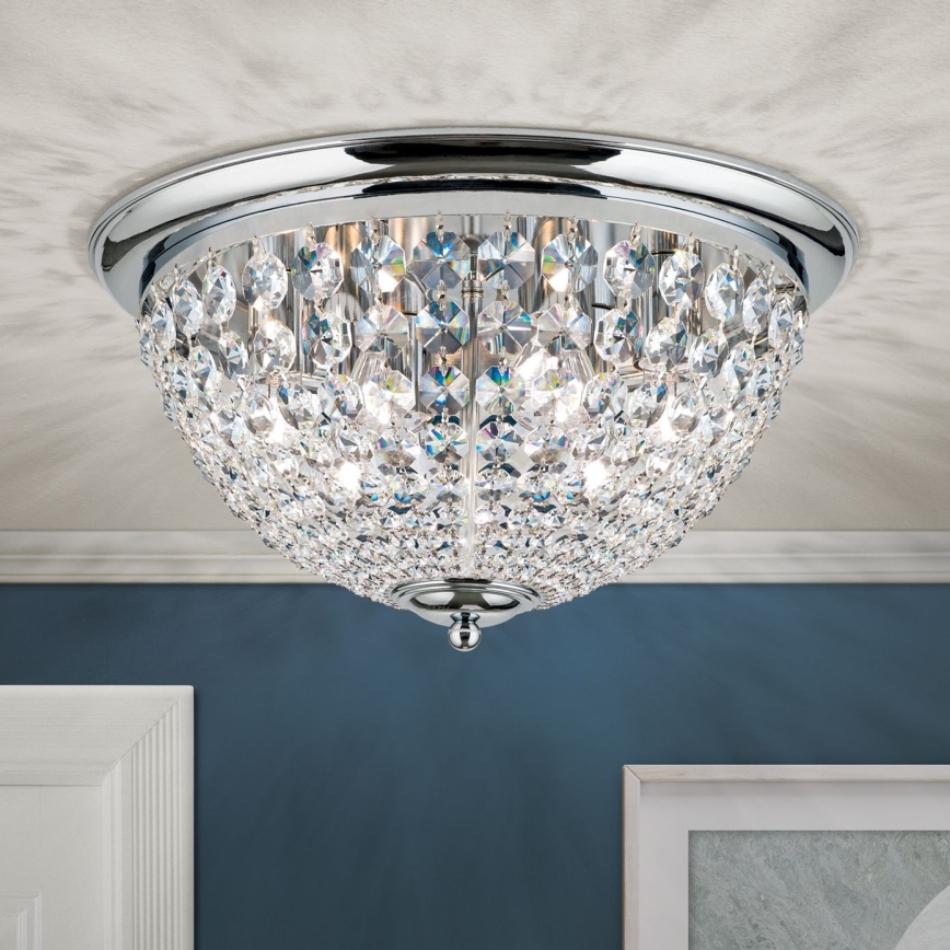 Kristallist laevalgusti PLAFOND 6xE27/40W/230V d. 47 cm läikiv kroom