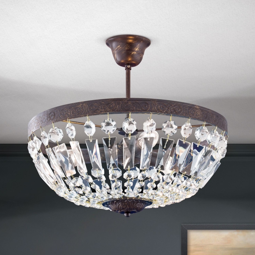 Kristallist ripplühter ARILA 3xE14/40W/230V d. 40 cm pruun/paatina