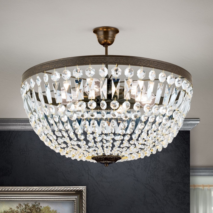 Kristallist ripplühter ARILA 6xE27/60W/230V d. 60 cm pruun/paatina
