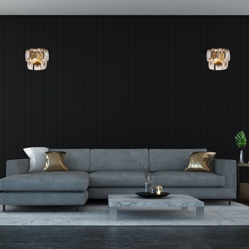 Kristallist seinavalgusti CHELSEA 2xE14/40W/230V kuldne