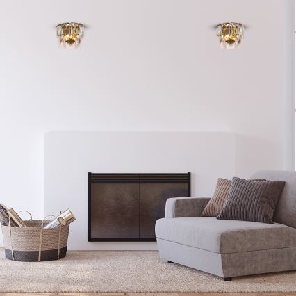 Kristallist seinavalgusti CHELSEA 2xE14/40W/230V kuldne