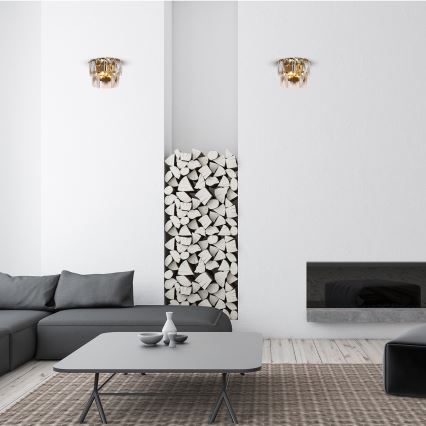 Kristallist seinavalgusti CHELSEA 2xE14/40W/230V kuldne