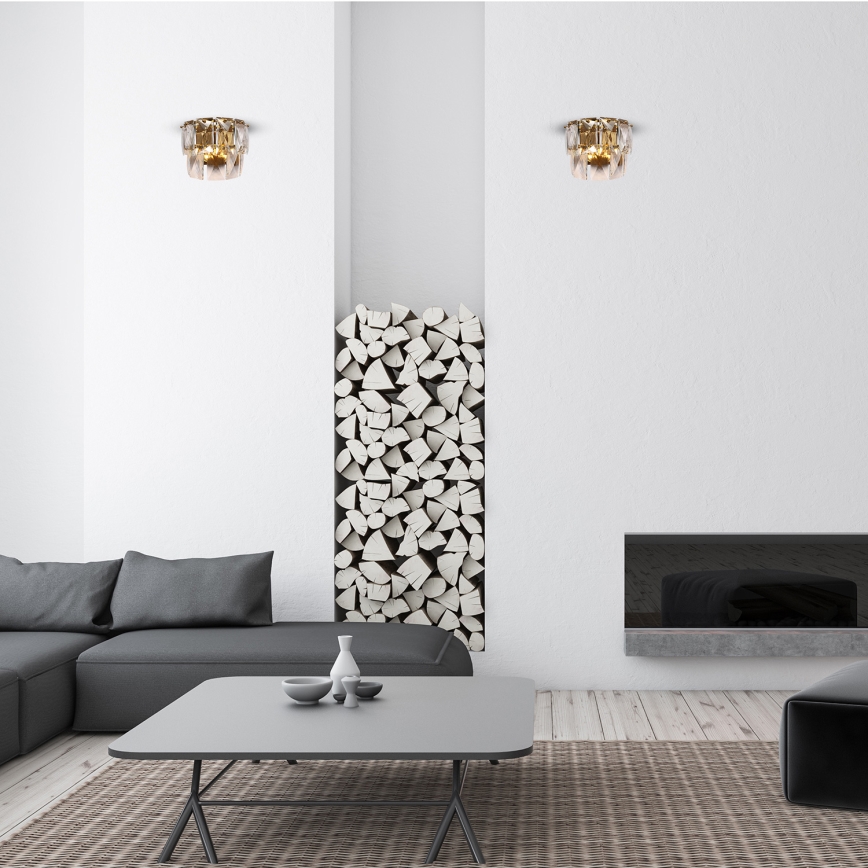 Kristallist seinavalgusti CHELSEA 2xE14/40W/230V kuldne