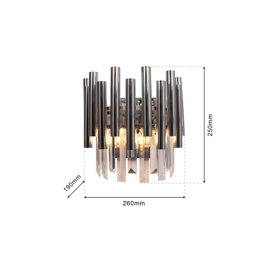 Kristallist seinavalgusti MADISON 2xE14/40W/230V läikiv kroom