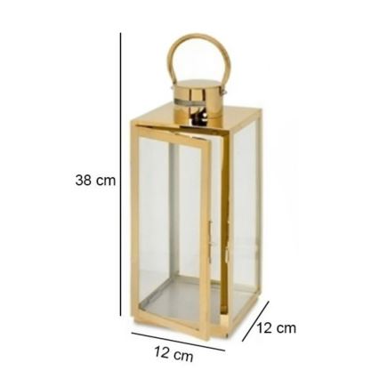Kuldne dekoratiivne latern 38 cm