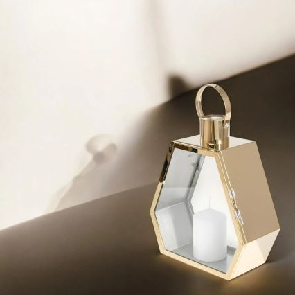 Kuldne dekoratiivne latern, 43 cm