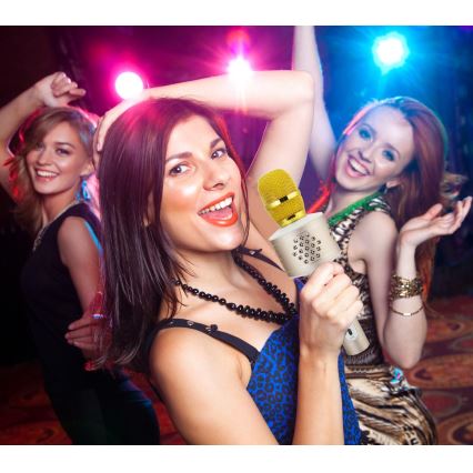 Kuldne karaokamikrofon 6W/5V 1500 mAh Bluetooth