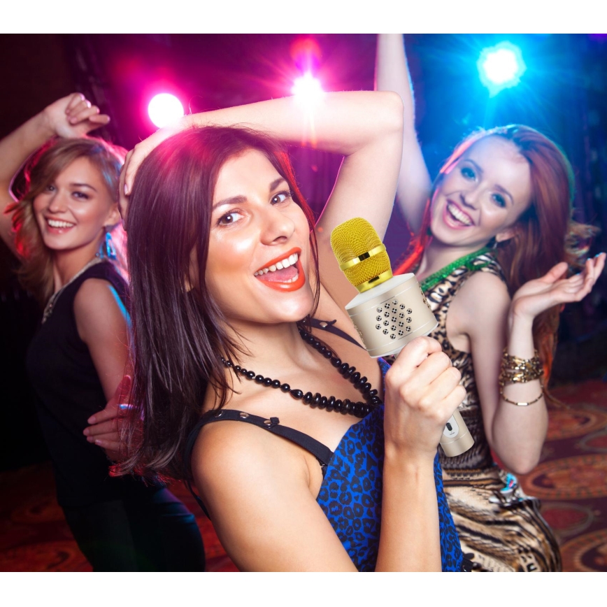 Kuldne karaokamikrofon 6W/5V 1500 mAh Bluetooth