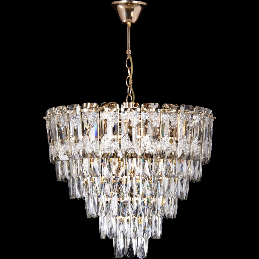 Kuldne LED-kroonlühter ketiga, 9xE27/60W/230V + 6xLED/6W, läbimõõt 50 cm