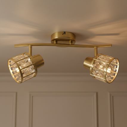 Kuldne pinnapealne lühter ZAHARA 2xE27/10W/230V