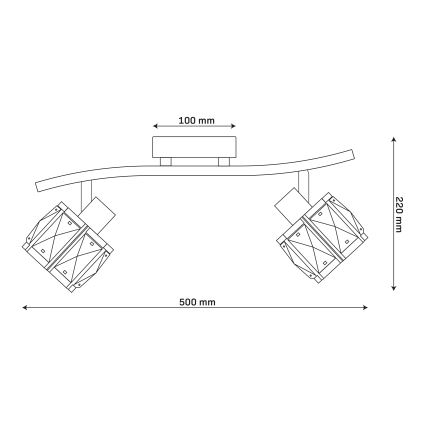 Kuldne pinnapealne lühter ZAHARA 2xE27/10W/230V
