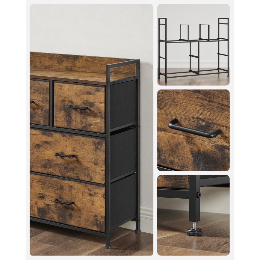 Kummut KIRA sahtlitega, pruun/must