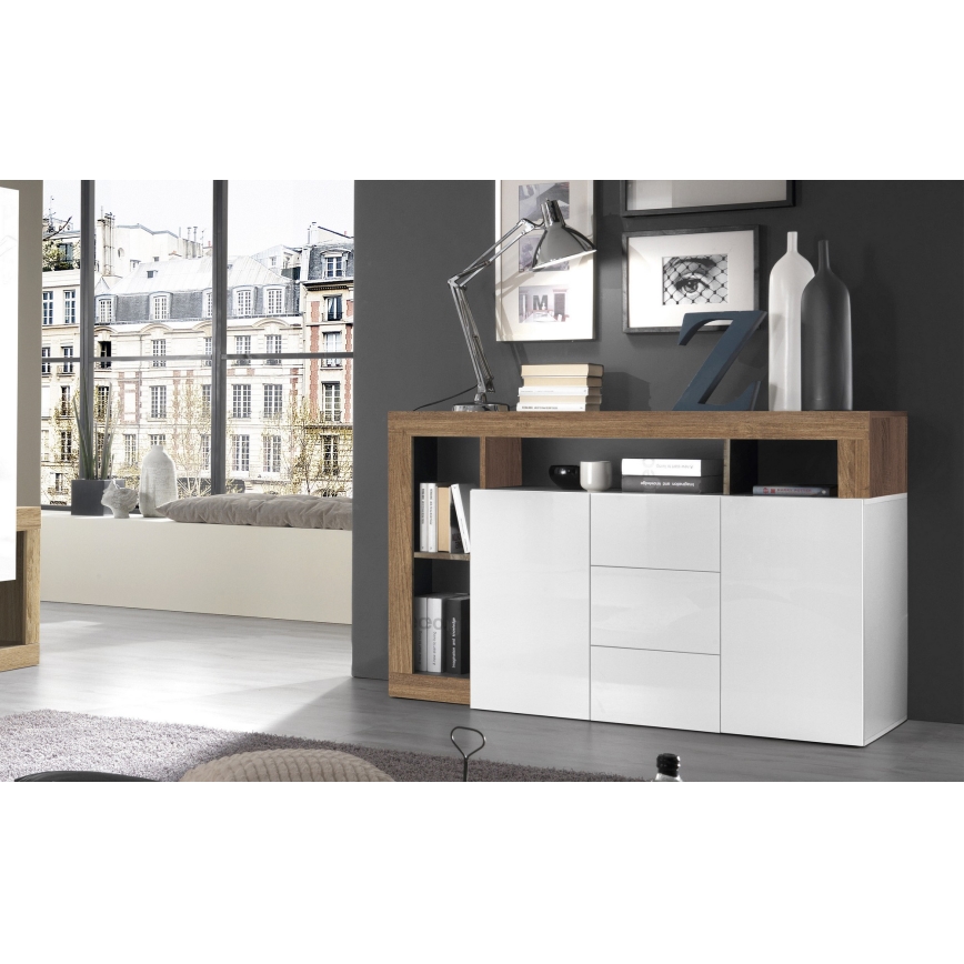 Kummut LENOR 146x93x42 cm valge/tamm