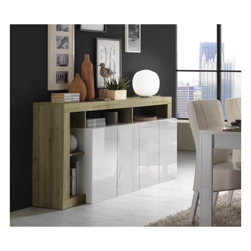 Kummut LENOR 184x93x42 cm valge/hele tamm