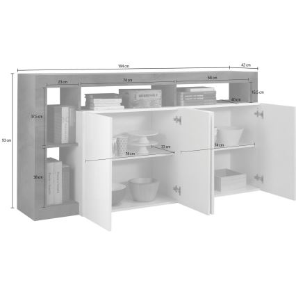Kummut LENOR 184x93x42 cm valge/hele tamm