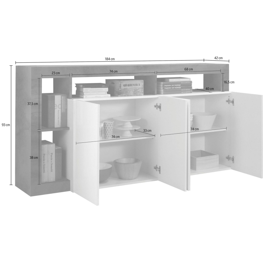 Kummut LENOR 184x93x42 cm valge/hele tamm