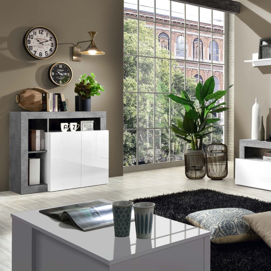 Kummut LENOR valge/hall betoon