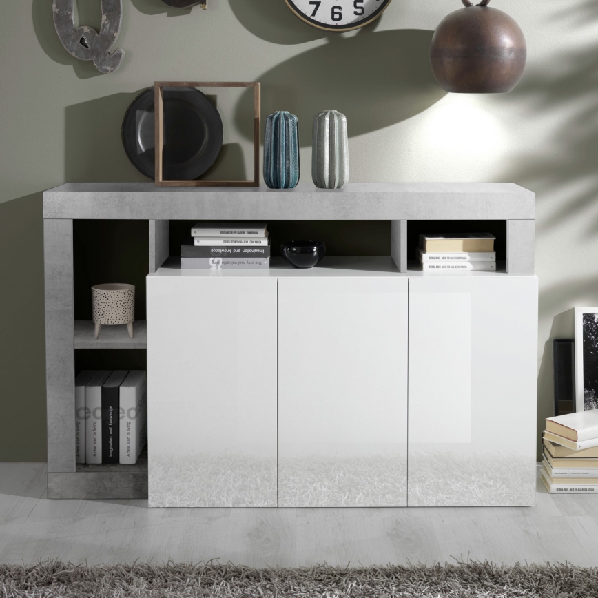 Kummut LENOR valge/hall betoon