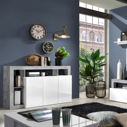 Kummut LENOR valge/hall betoon