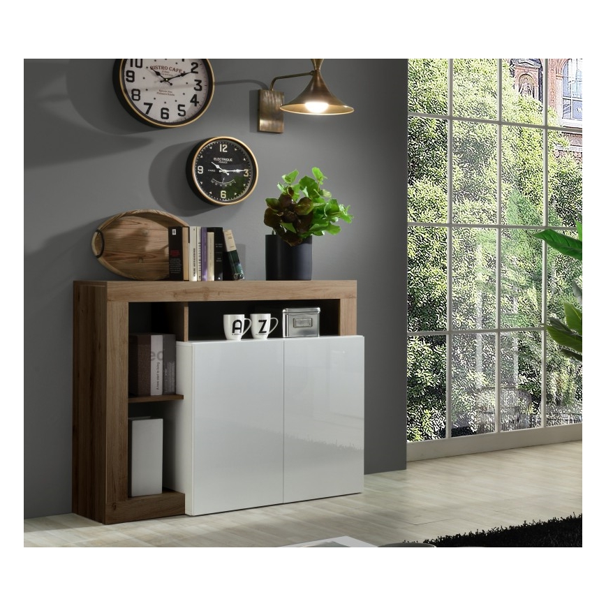 Kummut LENOR valge/tamm