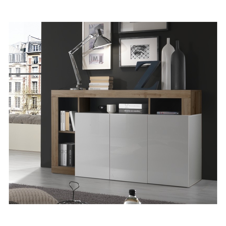 Kummut LENOR valge/tamm