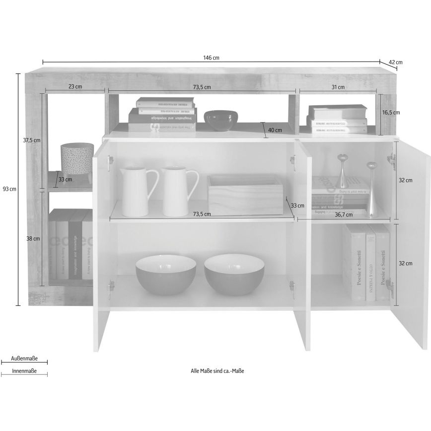 Kummut LENOR valge/tamm