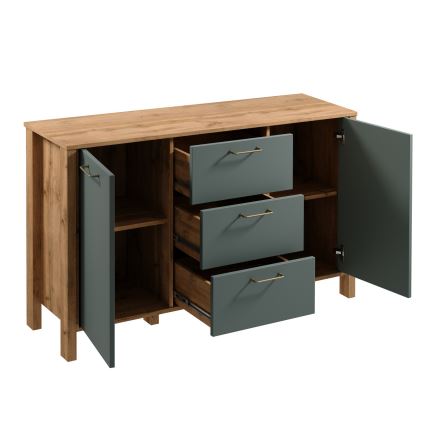 Kummut MENTA 138x81x40 cm Wotan-tamm/roheline