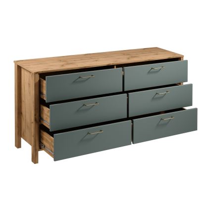 Kummut MENTA 170x81x47 cm tamm Wotan/roheline
