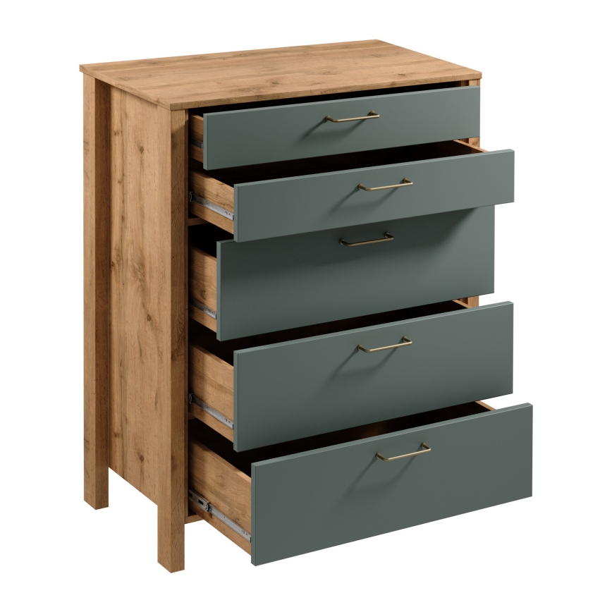Kummut MENTA 90x108x47 cm tamm wotan/roheline