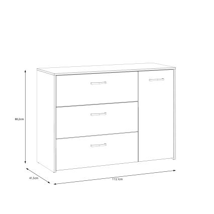 Kummut sahtlitega URO tamm artisan/ valge