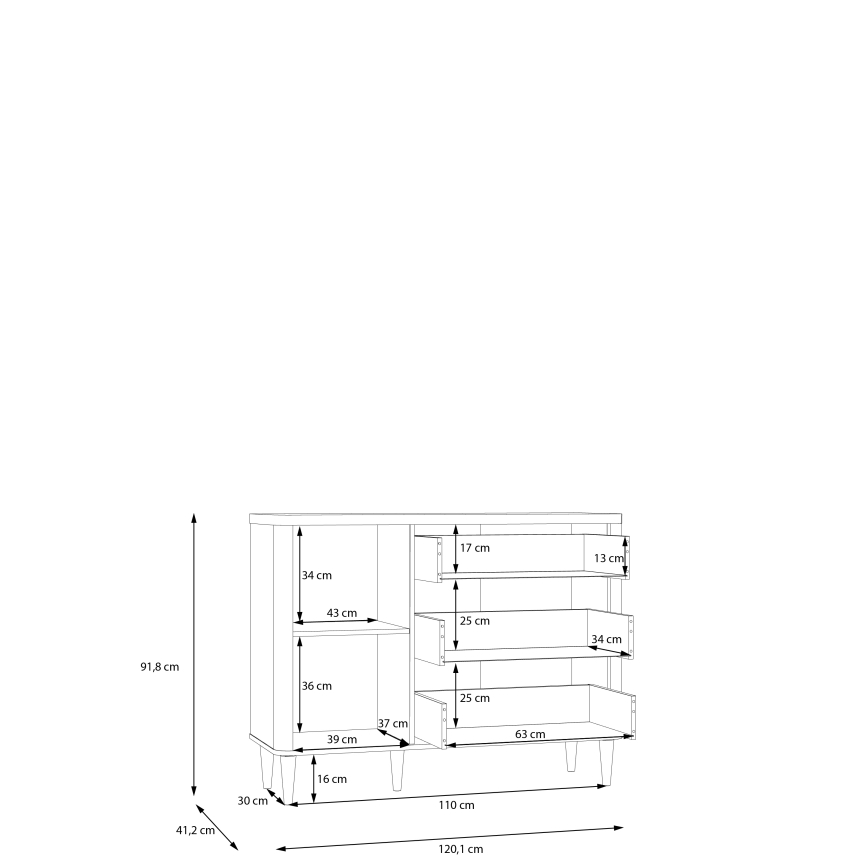 Kummut sahtlitega VIRO, pruun/beež