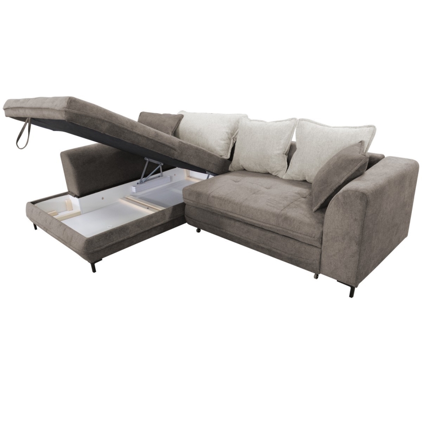 L-kujuline lahtikäiv nurgadiivan koos hoiuruumiga LAGOA, vasakpoolne, taupe/hall