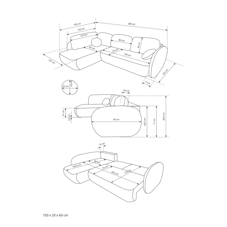 L-kujuline lahtikäiv nurgadiivan OLBIA, vasakpoolne, beež, hoiukastiga
