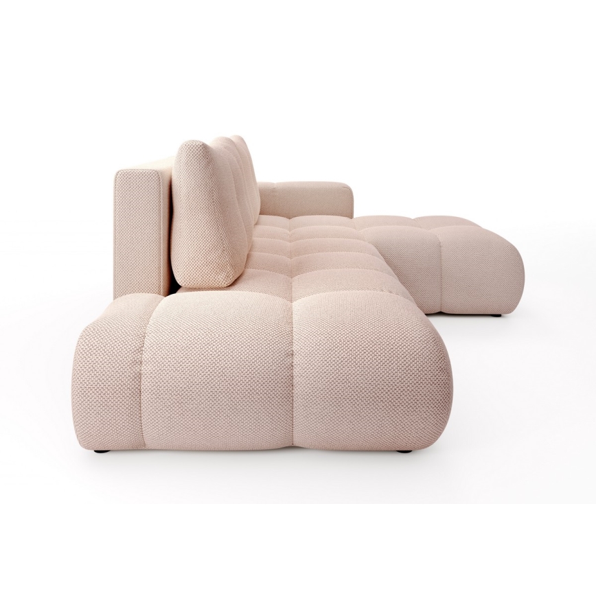 Lahtikäiv L-kujuline polsterdatud nurgadiivan ALMADA, parempoolne, roosa, panipaigaga