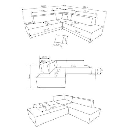 L-kujuline TERAMO parempoolne nurgadiivan, muudetav voodiks ja mahuka hoiuruumiga, beež