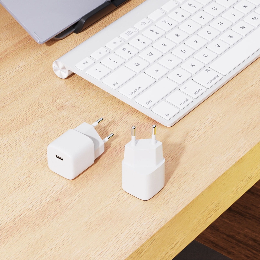 Laadimisadapter USB-C Power Delivery 20W/230V valge