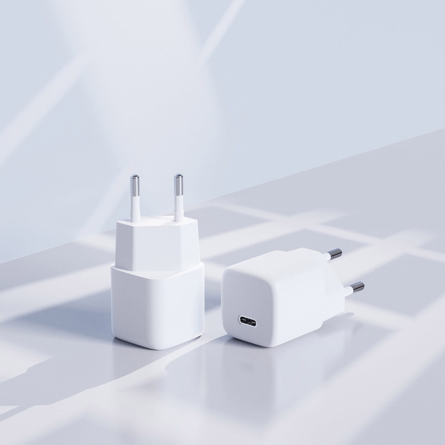 Laadimisadapter USB-C Power Delivery 20W/230V valge