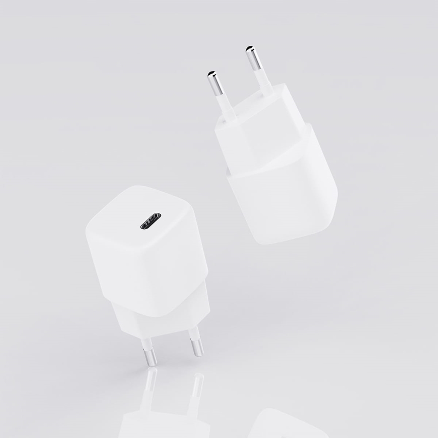 Laadimisadapter USB-C Power Delivery 20W/230V valge